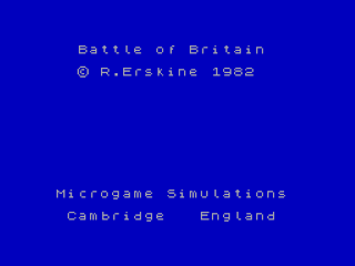 Battle of Britain title screen for ZX Spectrum